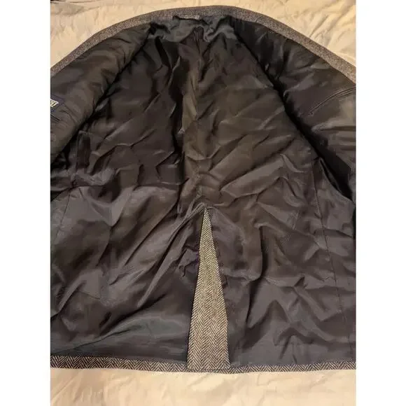 Land End Tweed Lambswool Herringbone Blazer Size 48 Reg 2 button - Picture 5 of 14